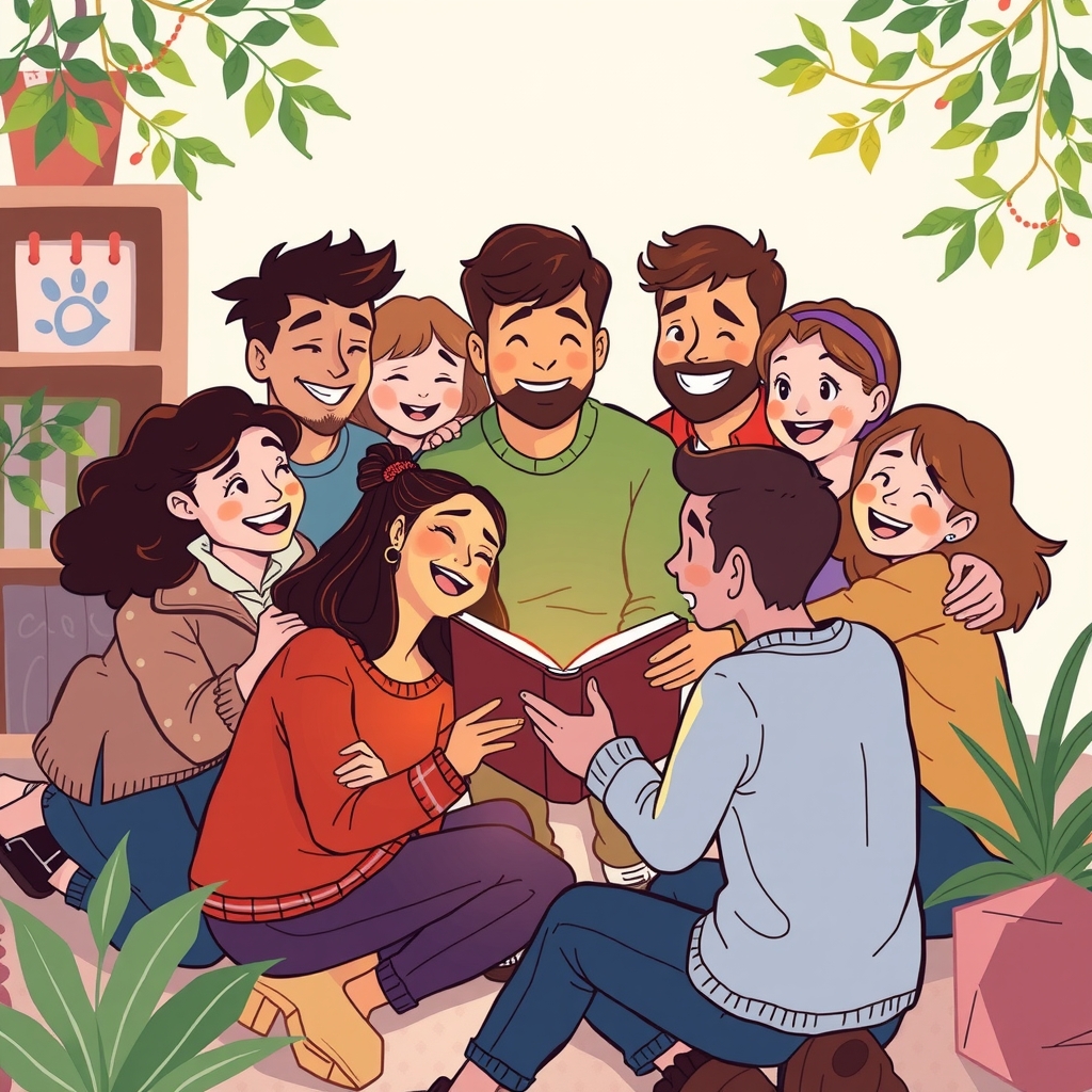 10 people gather happy with books by मुफ्त एआई छवि जनरेटर - बिना लॉगिन के✨ | AIGAZOU