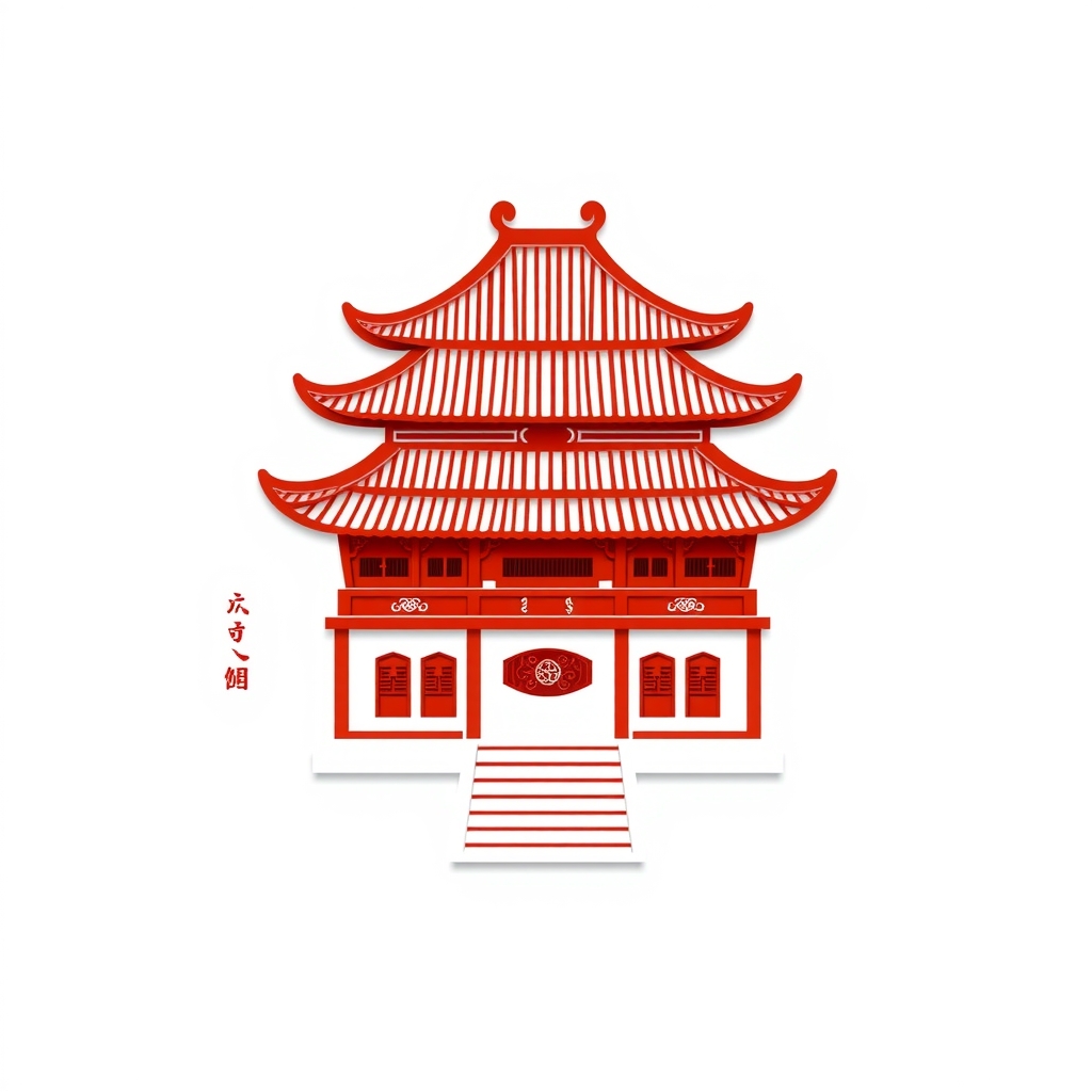 hakkado architecture simple papercut style flat design logo design white background red color scheme one color by मुफ्त एआई छवि जनरेटर - बिना लॉगिन के✨ | AIGAZOU