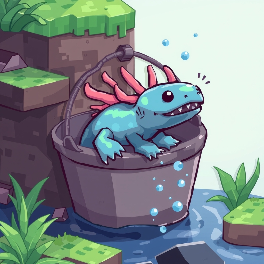 minecraft blue axolotl in bucket by मुफ्त एआई छवि जनरेटर - बिना लॉगिन के✨ | AIGAZOU