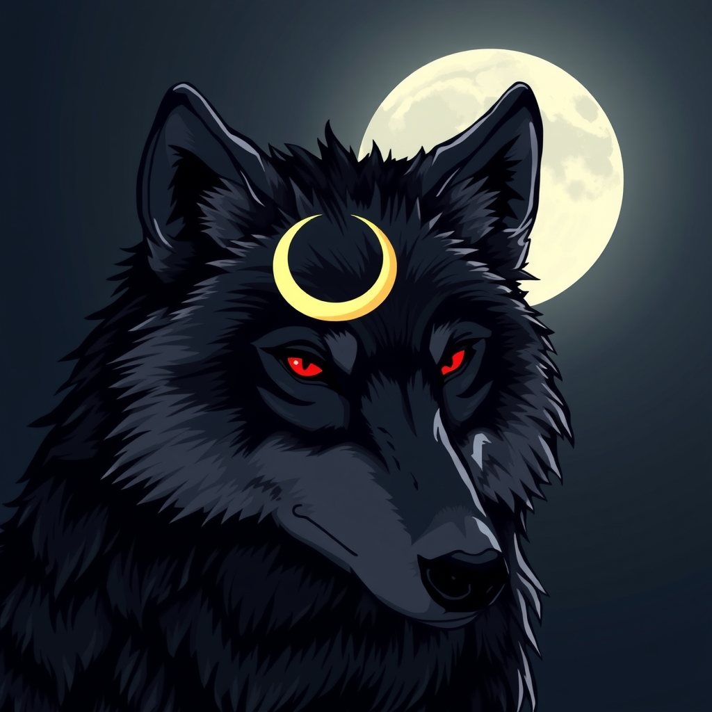 a wolf with a moon mark on its forehead by Générateur d'images par IA gratuit - Aucune connexion nécessaire✨ | AIGAZOU