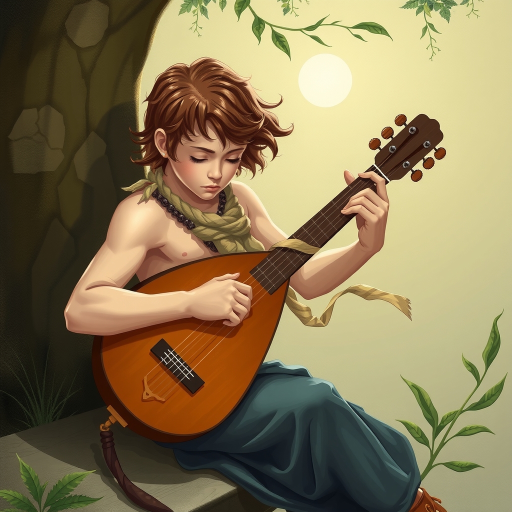 a young satyr plays music on a lute by मुफ्त एआई छवि जनरेटर - बिना लॉगिन के✨ | AIGAZOU