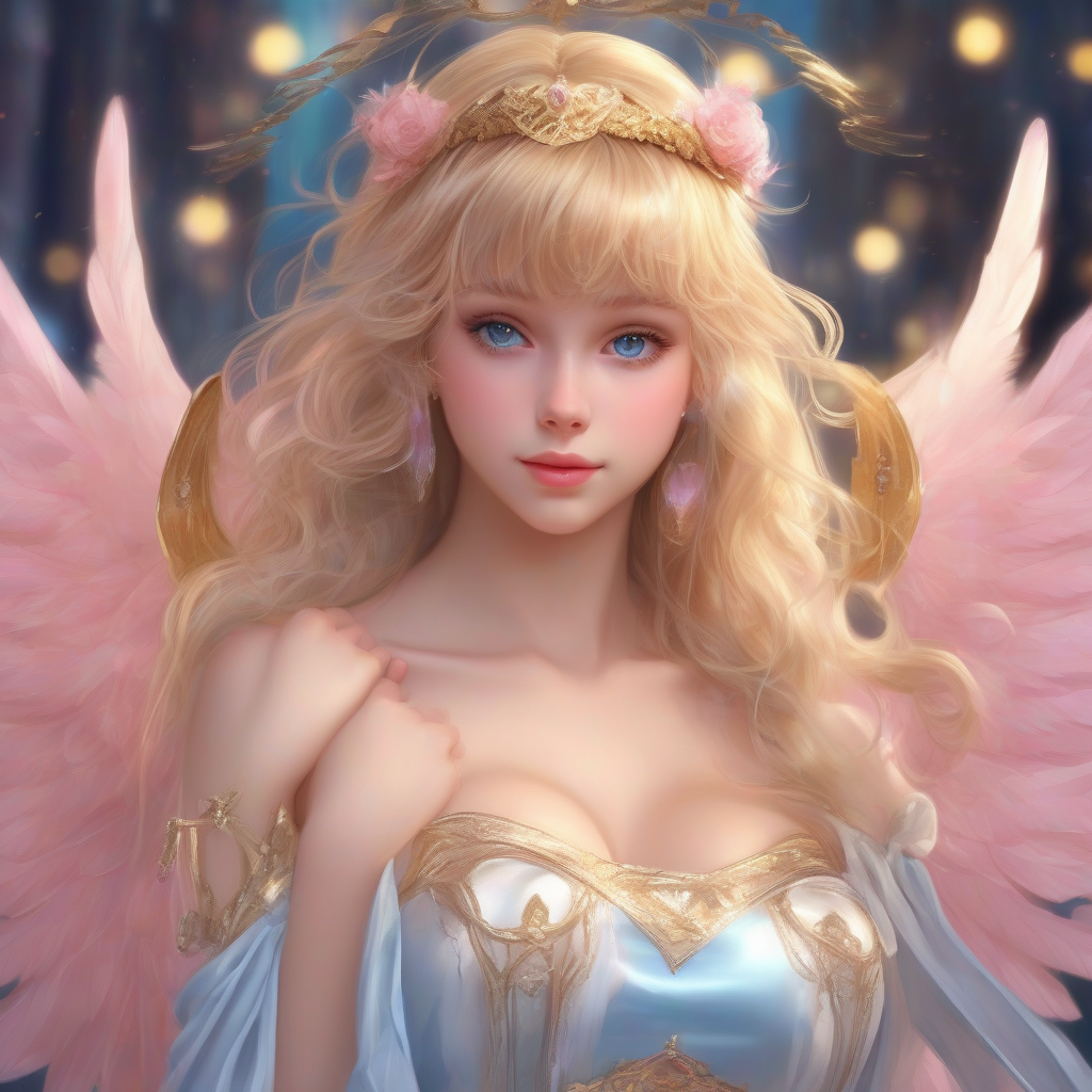 beautiful angelic woman with golden hair and big breasts by मुफ्त एआई छवि जनरेटर - बिना लॉगिन के✨ | AIGAZOU