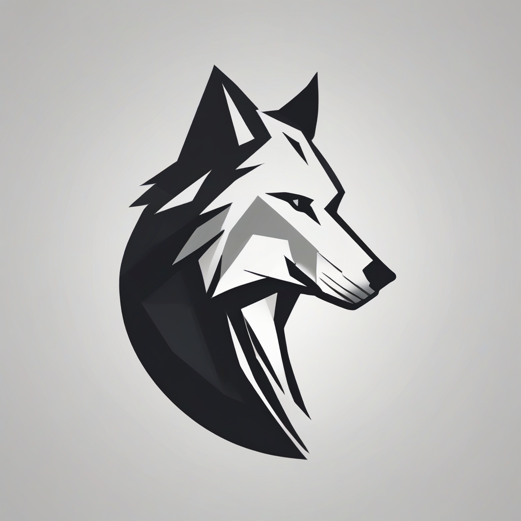 minimal flat icon wolf profile simplified shapes clean lines black white abstract style by मुफ्त एआई छवि जनरेटर - बिना लॉगिन के✨ | AIGAZOU