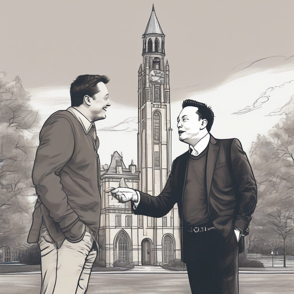 a drawing of queen university canada elon musk by मुफ्त एआई छवि जनरेटर - बिना लॉगिन के✨ | AIGAZOU