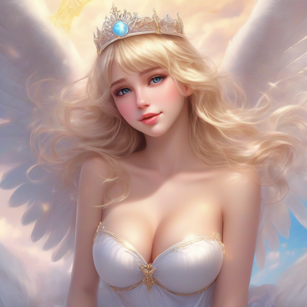 photorealistic angel with pink wings and golden tiara by मुफ्त एआई छवि जनरेटर - बिना लॉगिन के✨ | AIGAZOU