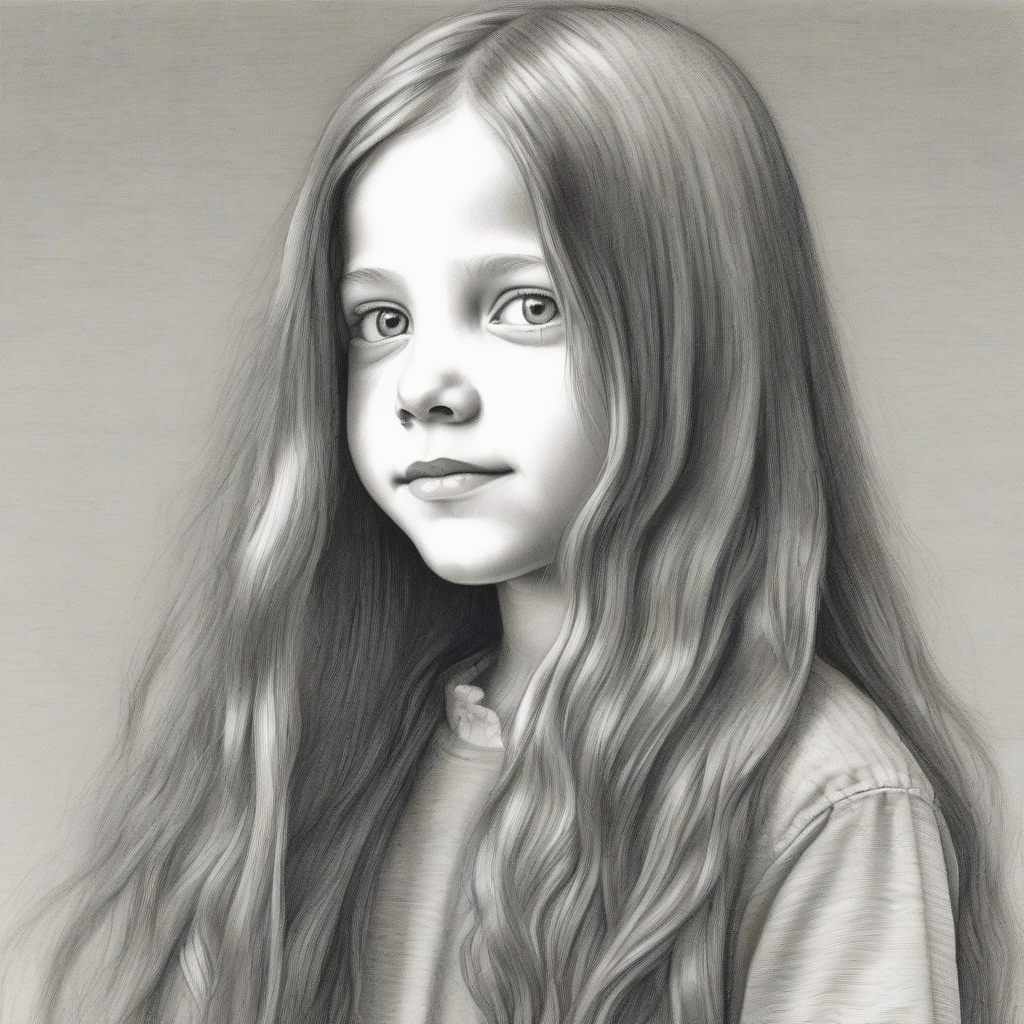 a girl with long hair drawn in pencil by मुफ्त एआई छवि जनरेटर - बिना लॉगिन के✨ | AIGAZOU