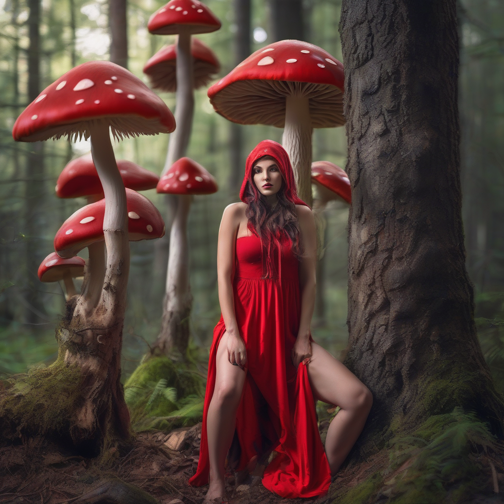 colorful portrait photography of little red riding hood in the woods by मुफ्त एआई छवि जनरेटर - बिना लॉगिन के✨ | AIGAZOU