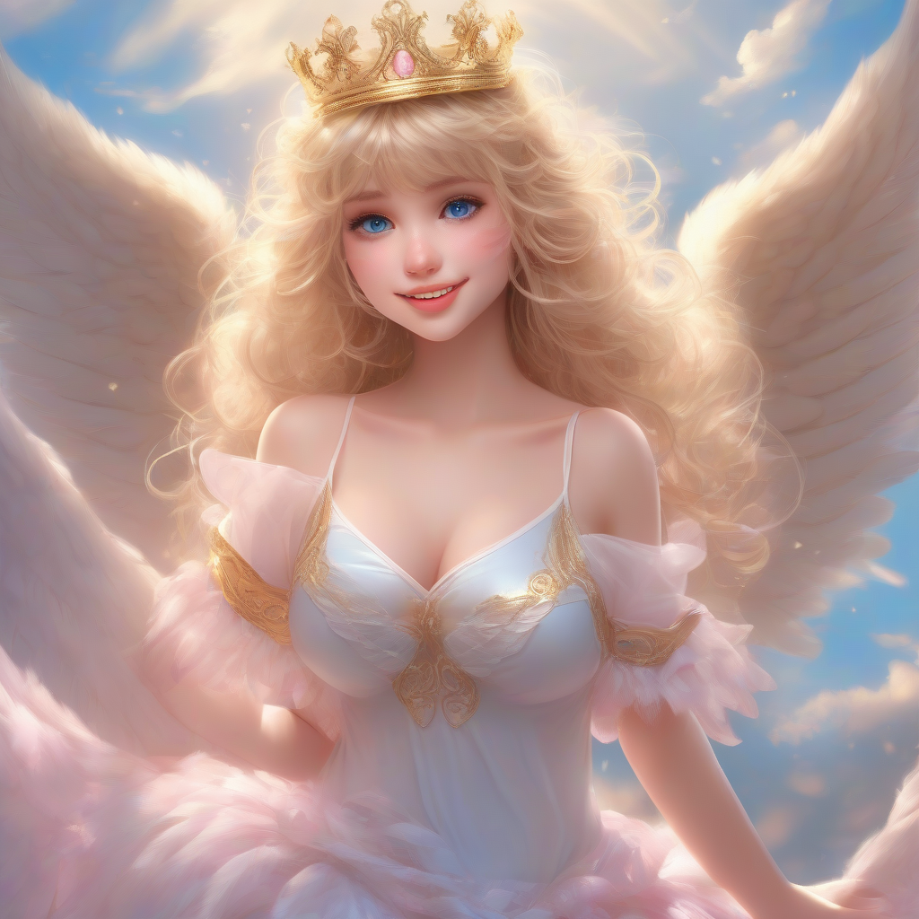 photorealistic angel with pink wings and golden tiara by मुफ्त एआई छवि जनरेटर - बिना लॉगिन के✨ | AIGAZOU