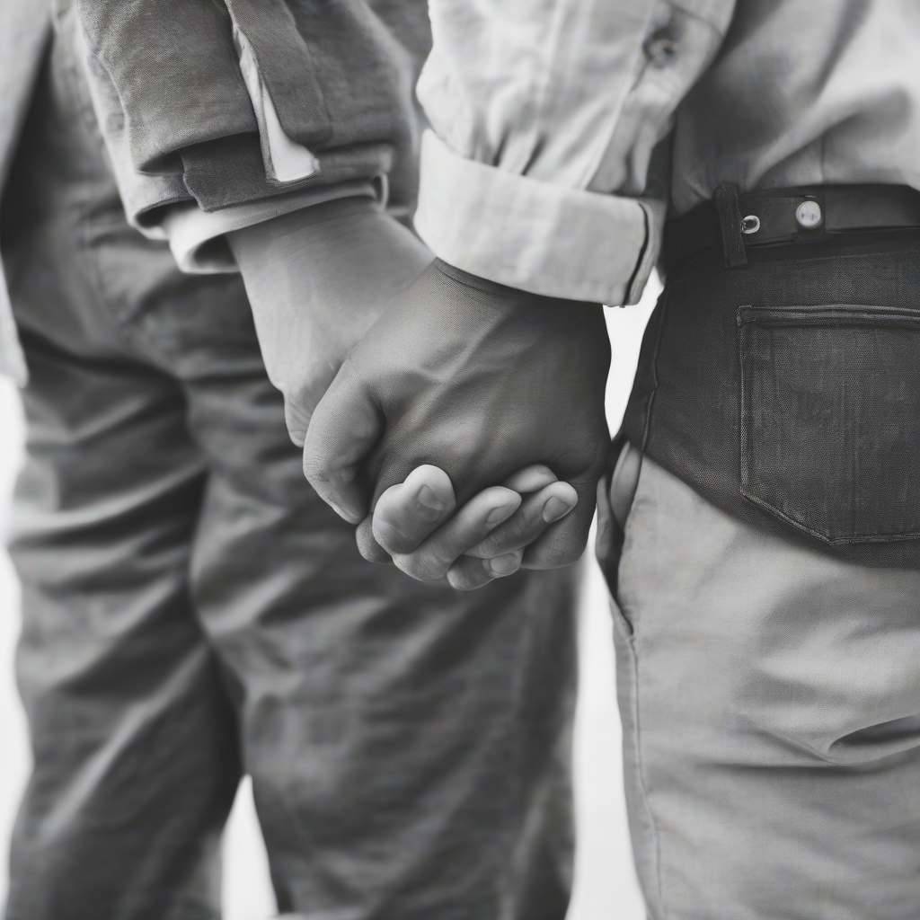 two men holding hands from behind by मुफ्त एआई छवि जनरेटर - बिना लॉगिन के✨ | AIGAZOU