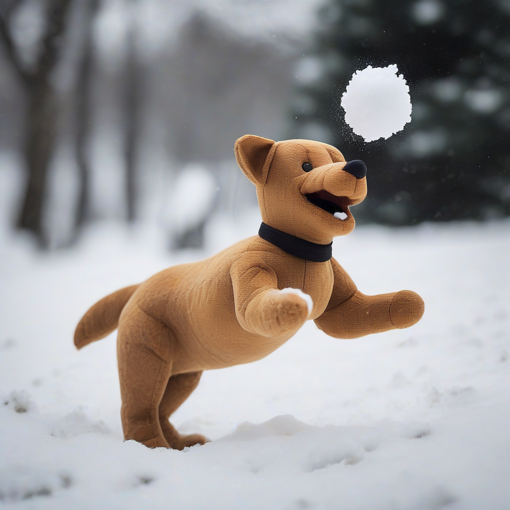 a stuffed dog playing snowball fight by मुफ्त एआई छवि जनरेटर - बिना लॉगिन के✨ | AIGAZOU