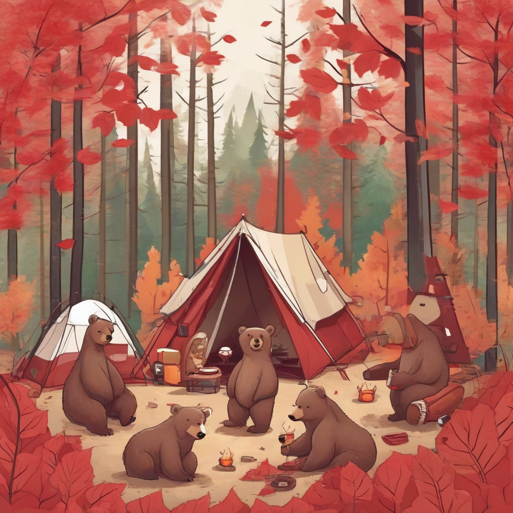 camping in the autumn forest with a bear family by मुफ्त एआई छवि जनरेटर - बिना लॉगिन के✨ | AIGAZOU