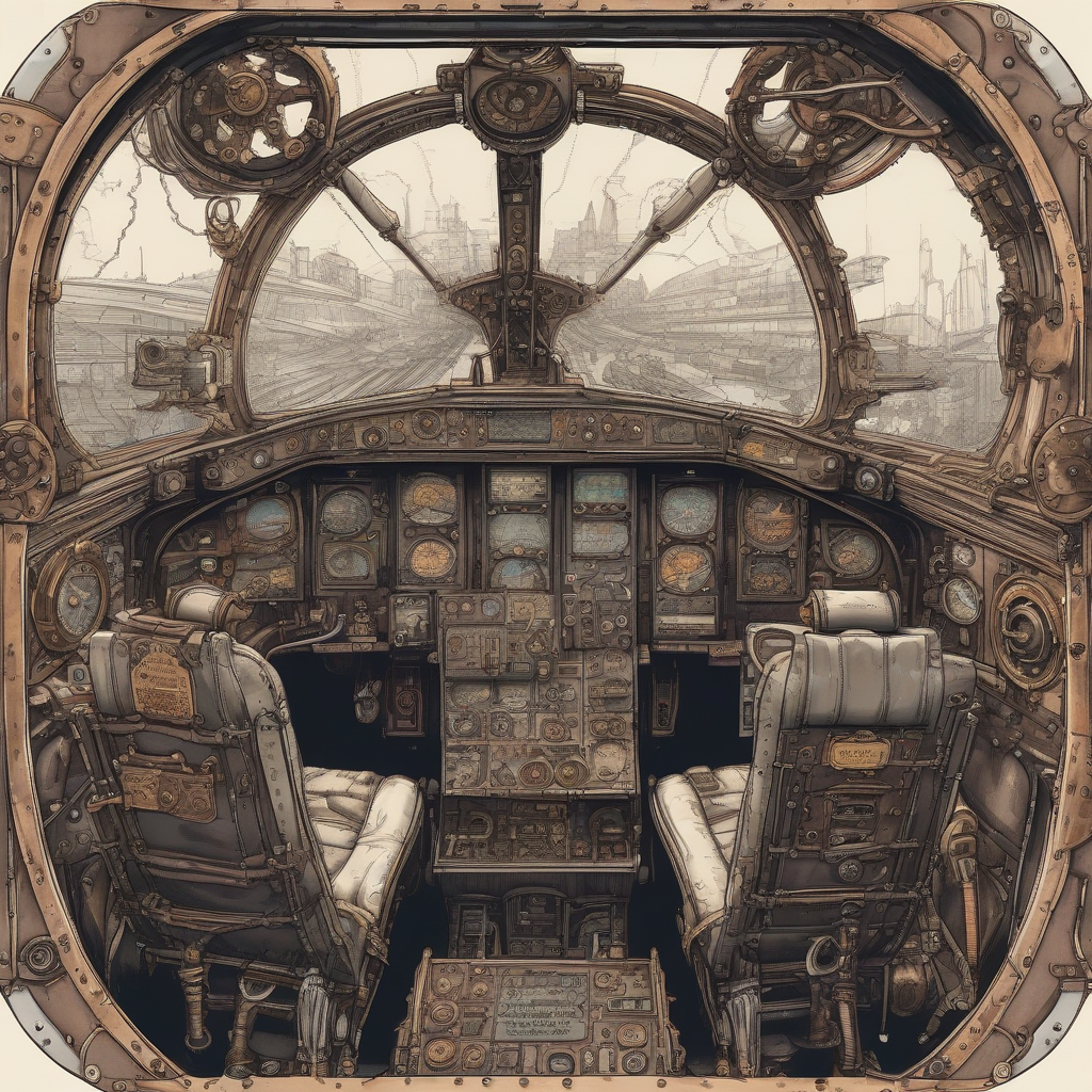 a steampunk style airplane cockpit by मुफ्त एआई छवि जनरेटर - बिना लॉगिन के✨ | AIGAZOU