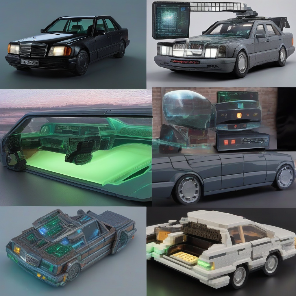 mercedes w124 230e futuristic spaceship brickphone by मुफ्त एआई छवि जनरेटर - बिना लॉगिन के✨ | AIGAZOU