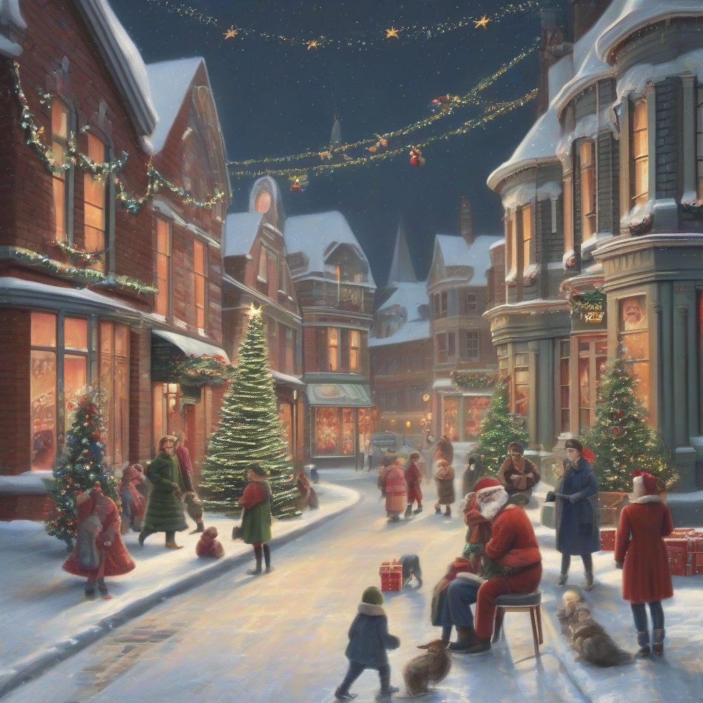 christmas street scene by Générateur d'images par IA gratuit - Aucune connexion nécessaire✨ | AIGAZOU