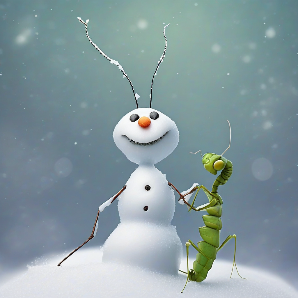 a snowman sits on a praying mantis by मुफ्त एआई छवि जनरेटर - बिना लॉगिन के✨ | AIGAZOU