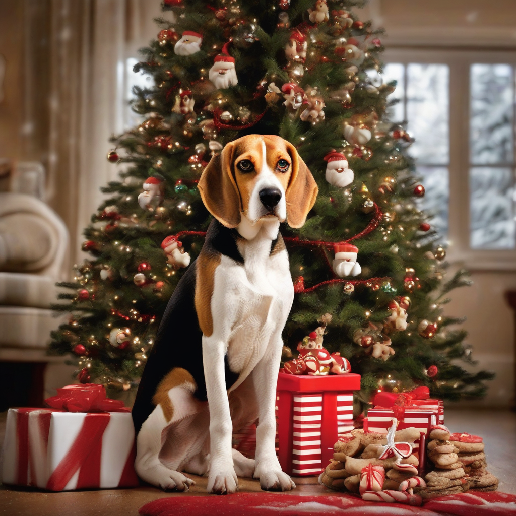 a beautiful beagle under a decorated tree with a swedish family by मुफ्त एआई छवि जनरेटर - बिना लॉगिन के✨ | AIGAZOU