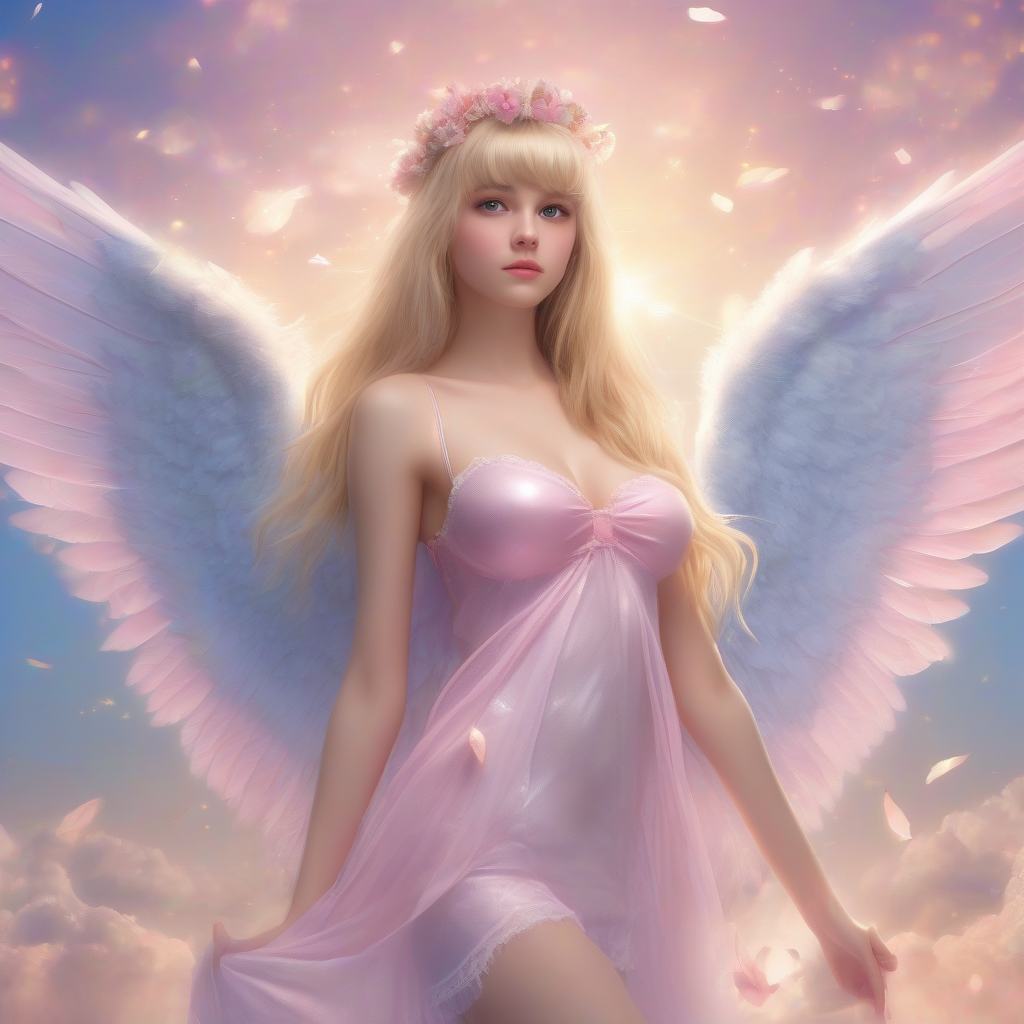 angelic young woman with long blonde hair and heavenly appearance by 免费AI图像生成工具 | AIGAZOU