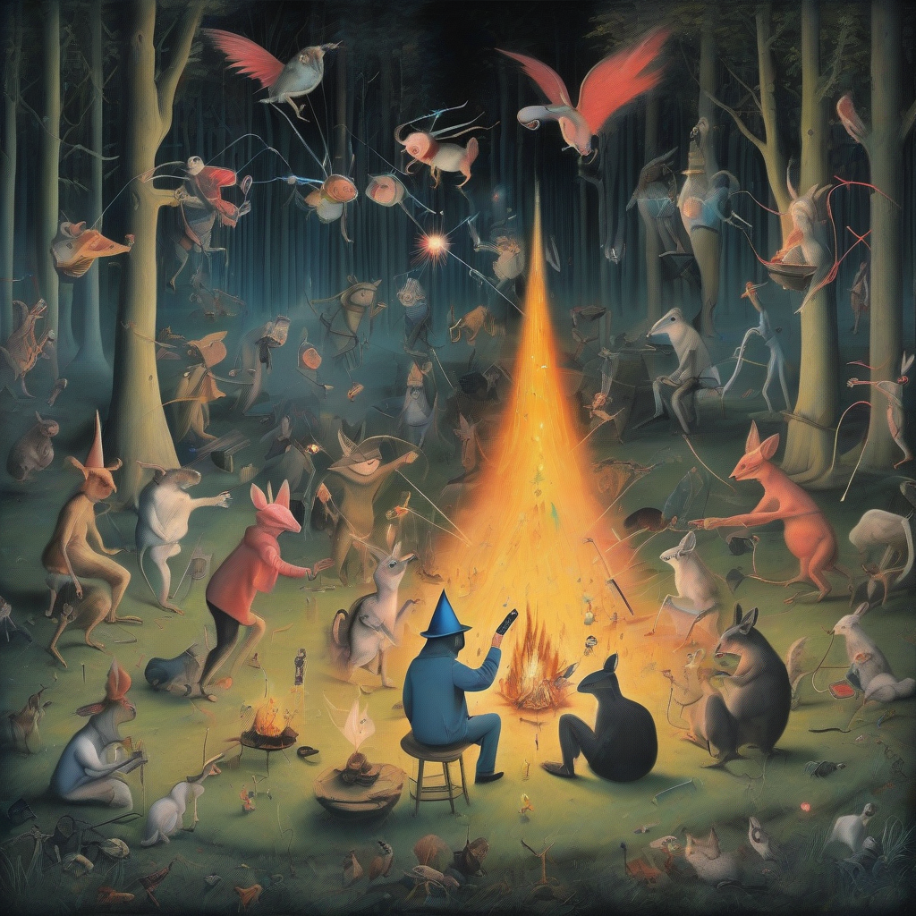 surreal hieronymus bosch style forest party by मुफ्त एआई छवि जनरेटर - बिना लॉगिन के✨ | AIGAZOU