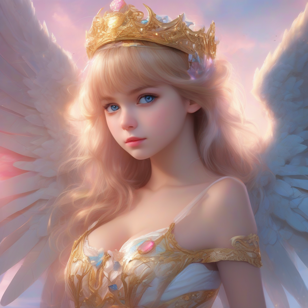 angelic beauty with golden hair and pink wings by मुफ्त एआई छवि जनरेटर - बिना लॉगिन के✨ | AIGAZOU