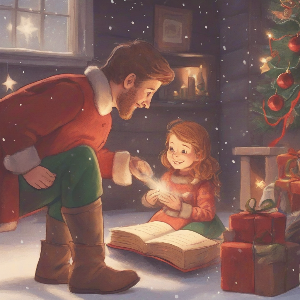 a 3 year old girl and her 8 year old brother experience a christmas miracle in a childrens story by मुफ्त एआई छवि जनरेटर - बिना लॉगिन के✨ | AIGAZOU