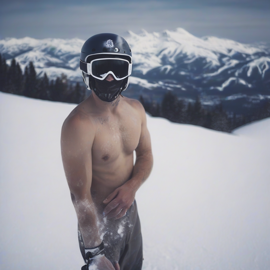 snowboarding snow mountain naked by मुफ्त एआई छवि जनरेटर - बिना लॉगिन के✨ | AIGAZOU