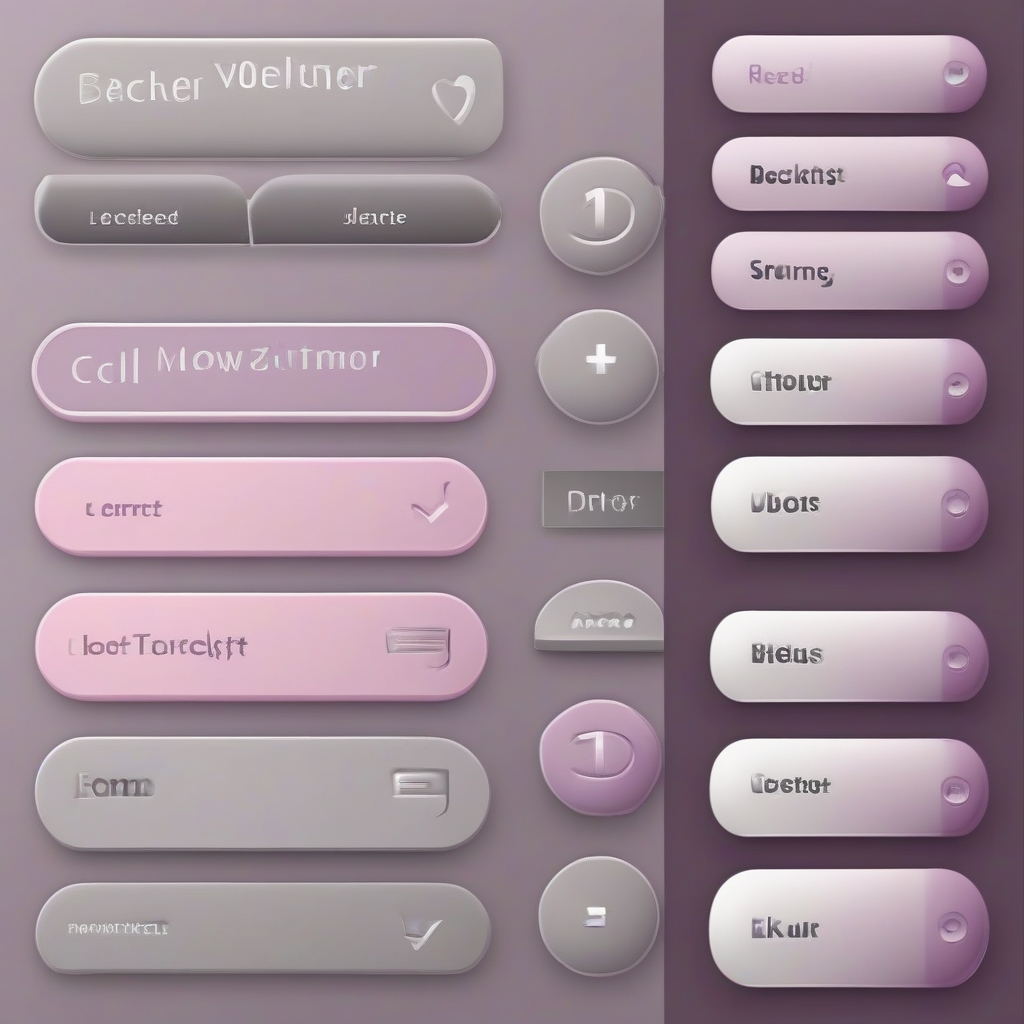 beautiful 3d buttons and text areas checkboxes dropdowns in gray and purple with shadows and rounded corners by Générateur d'images par IA gratuit - Aucune connexion nécessaire✨ | AIGAZOU