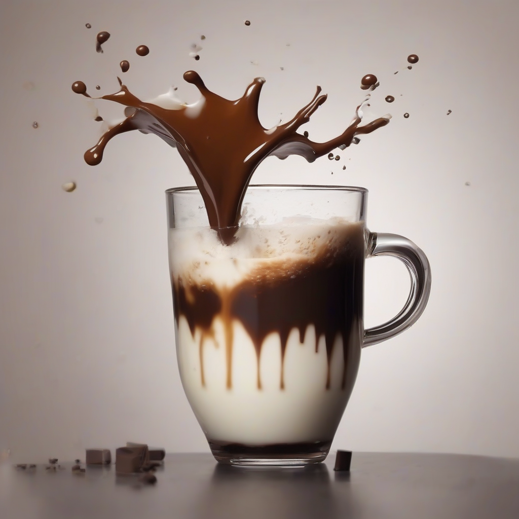 mixing dark brown beverage with milk in clear glass cup by Générateur d'images par IA gratuit - Aucune connexion nécessaire✨ | AIGAZOU