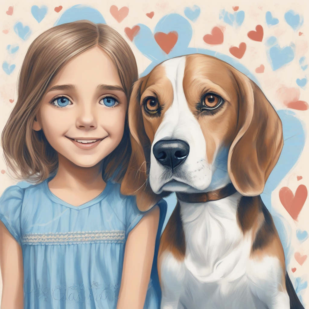 young beagle with 11 year old girl long hair by मुफ्त एआई छवि जनरेटर - बिना लॉगिन के✨ | AIGAZOU