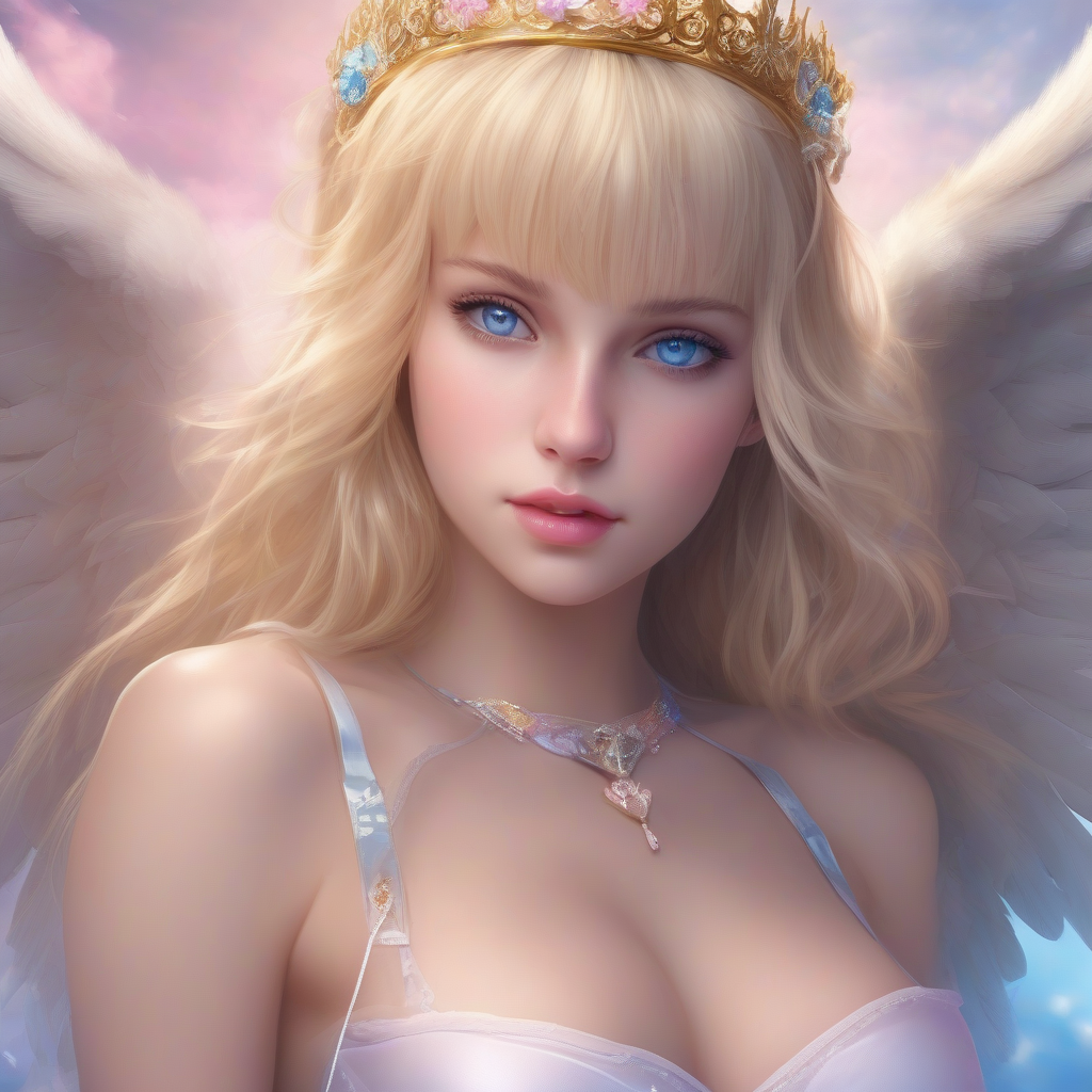 angelic beauty with golden hair and sparkling eyes by मुफ्त एआई छवि जनरेटर - बिना लॉगिन के✨ | AIGAZOU