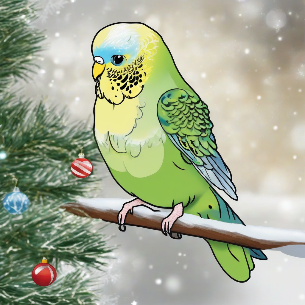 christmas dressed budgie greeting in landscape by Générateur d'images par IA gratuit - Aucune connexion nécessaire✨ | AIGAZOU