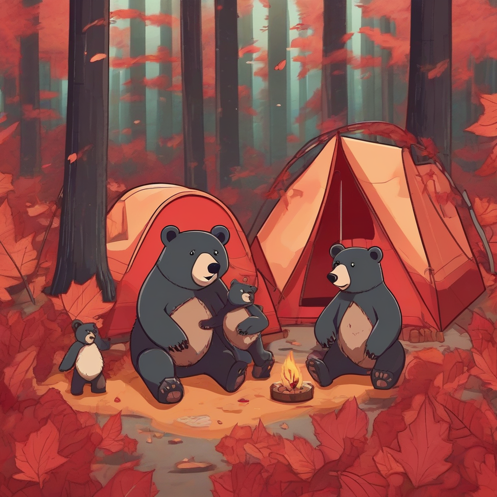 camping in the autumn forest with a bear family by मुफ्त एआई छवि जनरेटर - बिना लॉगिन के✨ | AIGAZOU