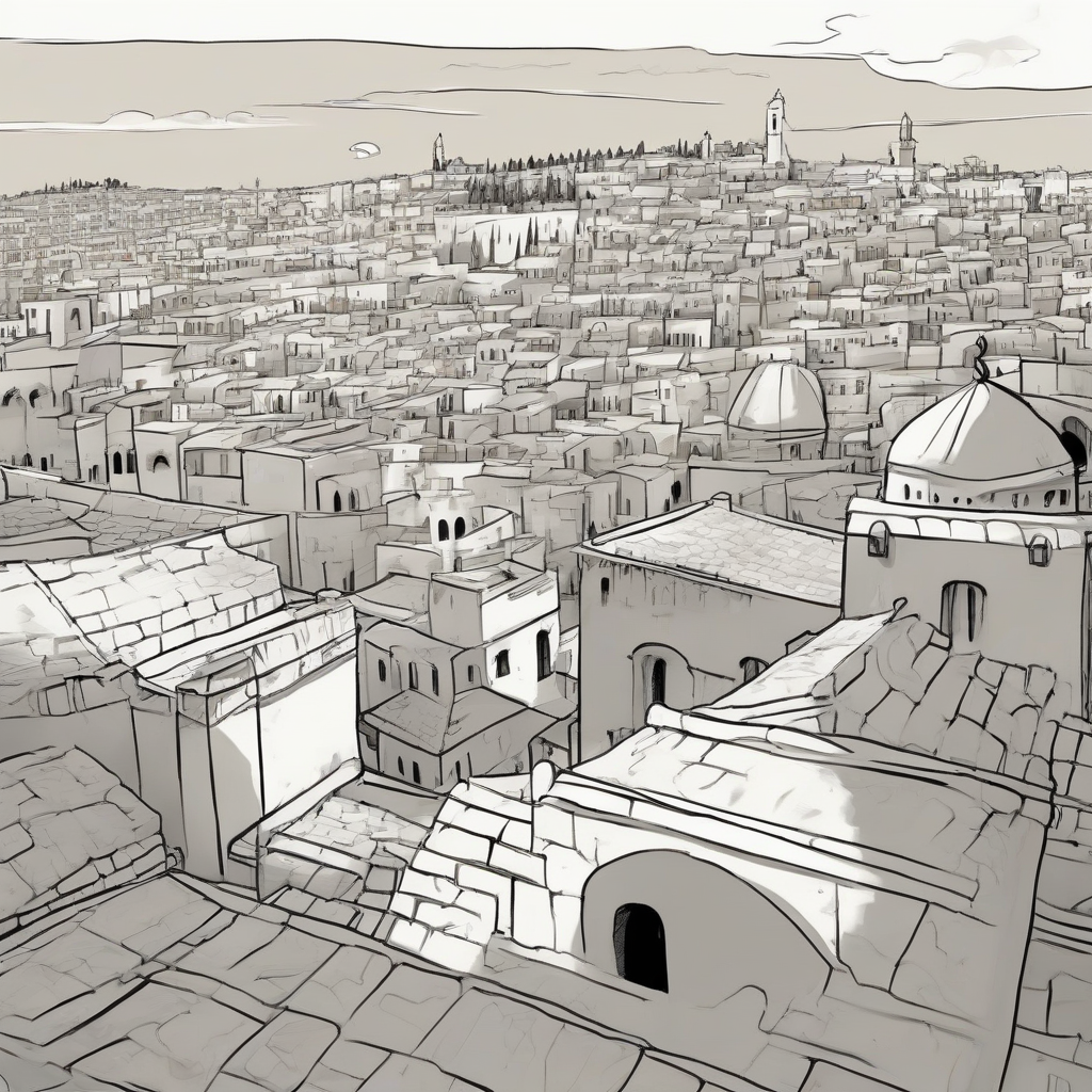 draw a comic about the first chapter of the book over the rooftops of jerusalem by मुफ्त एआई छवि जनरेटर - बिना लॉगिन के✨ | AIGAZOU