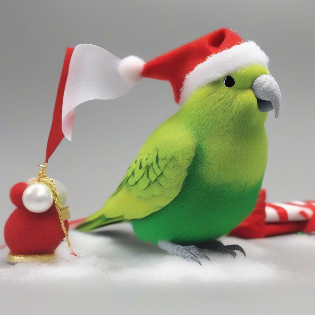 a budgie in natural green color with a golden red glittering santa hat standing in a snowy city of kiel by Generatore di immagini AI gratuito - Nessuna registrazione richiesta✨ | AIGAZOU