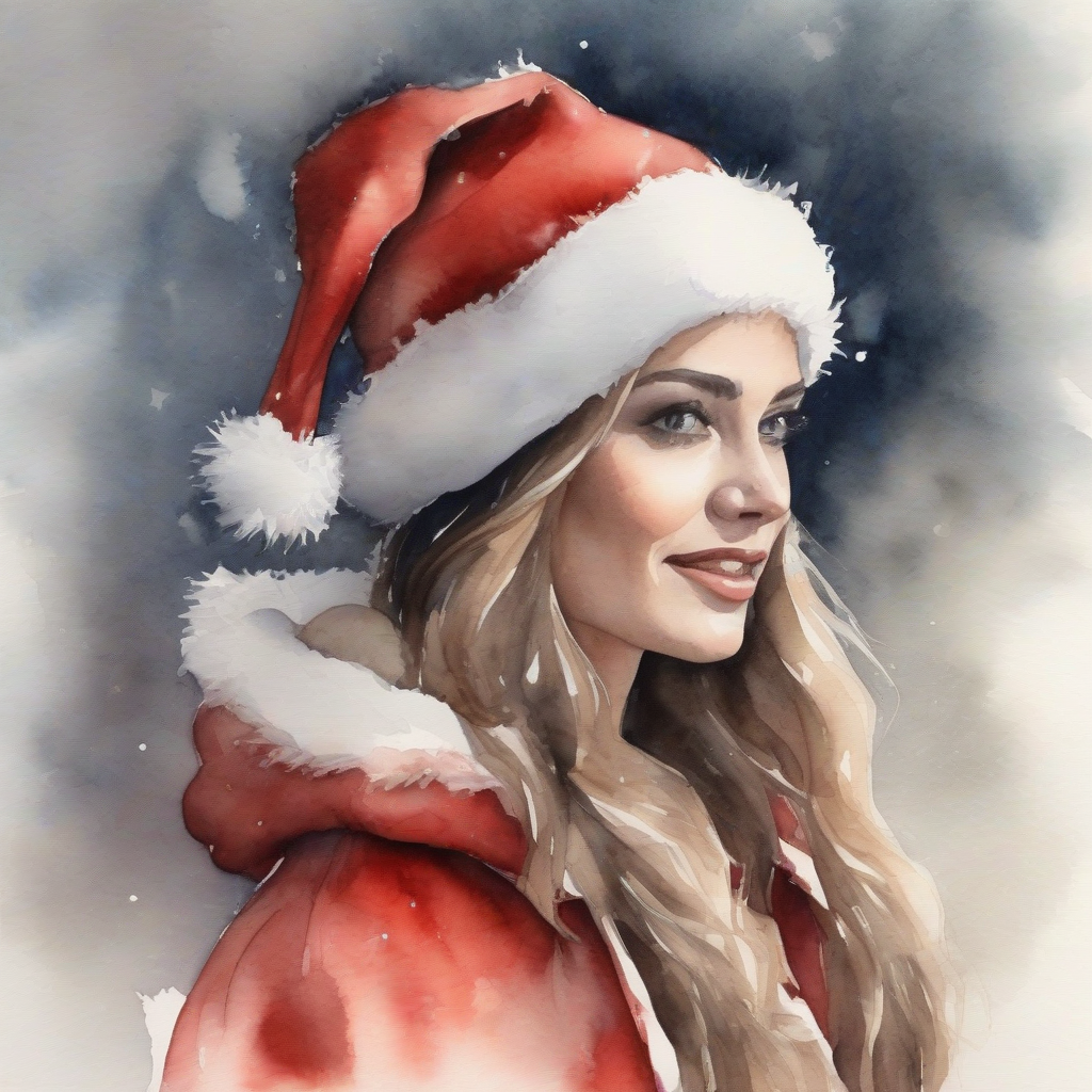 beautiful woman dressed as santa claus watercolor by मुफ्त एआई छवि जनरेटर - बिना लॉगिन के✨ | AIGAZOU