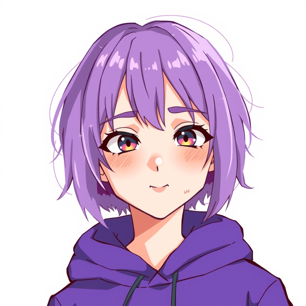 neutral boy with purple hair and purple hoodie by मुफ्त एआई छवि जनरेटर - बिना लॉगिन के✨ | AIGAZOU