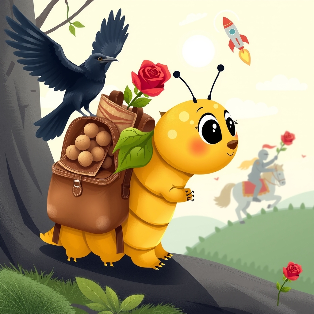 caterpillar backpack raisins red rose raven rocket knight horse child friendly by मुफ्त एआई छवि जनरेटर - बिना लॉगिन के✨ | AIGAZOU