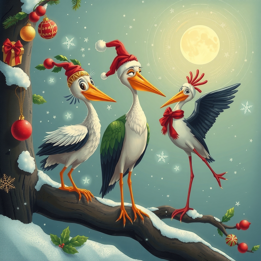 kolibri ibis und storch feiern weihnachten by मुफ्त एआई छवि जनरेटर - बिना लॉगिन के✨ | AIGAZOU