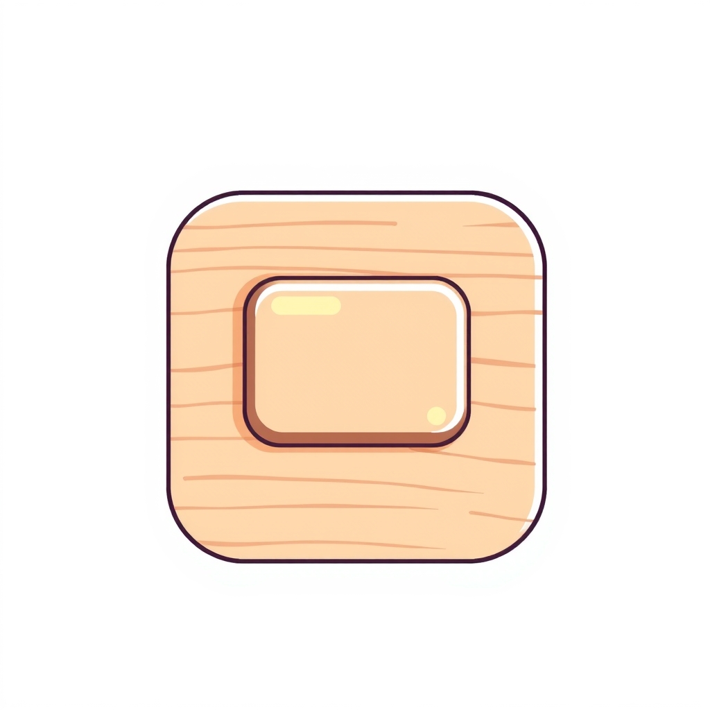 square push button single drawn background colorless or white button light wood texture elongated shape 16 to 7 ratio anime by मुफ्त एआई छवि जनरेटर - बिना लॉगिन के✨ | AIGAZOU