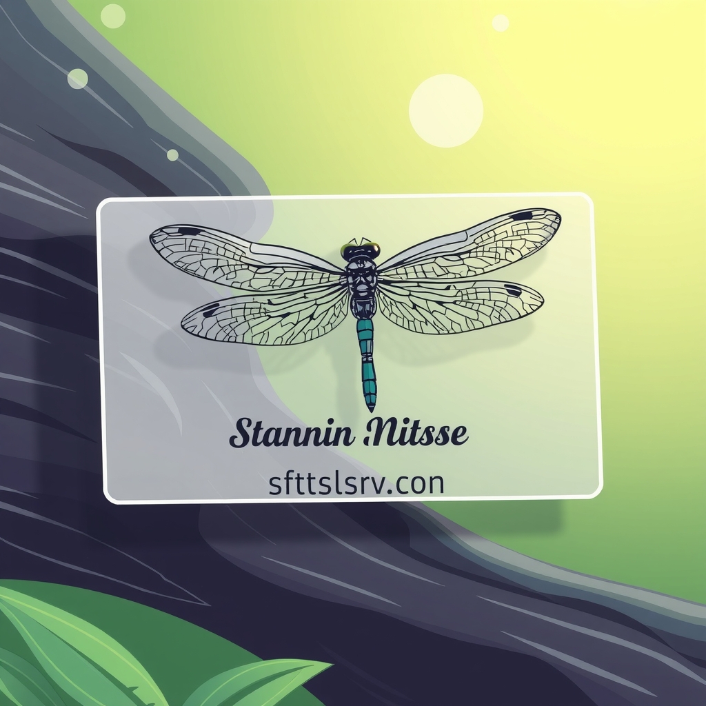 business card with name address and transparent dragonfly by मुफ्त एआई छवि जनरेटर - बिना लॉगिन के✨ | AIGAZOU