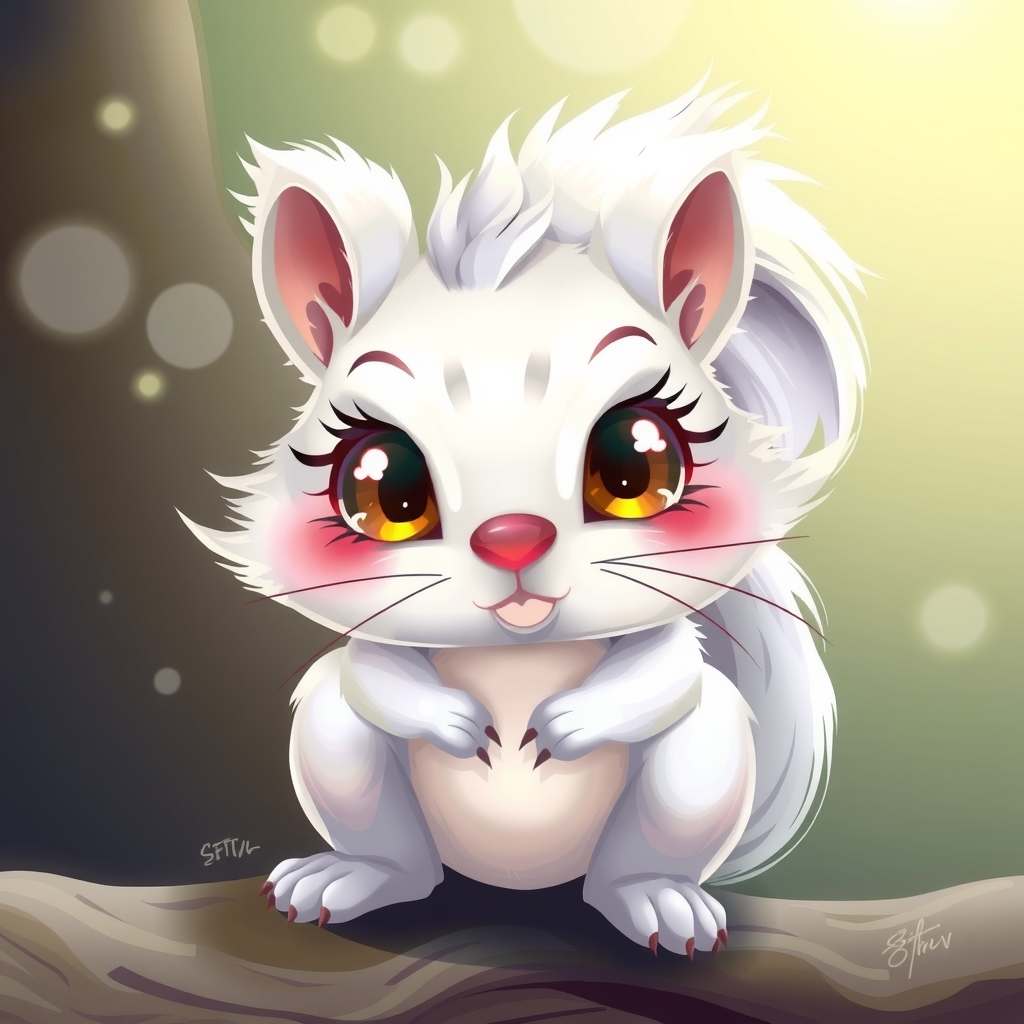 a white silver shiny squirrel with happy eyes by मुफ्त एआई छवि जनरेटर - बिना लॉगिन के✨ | AIGAZOU