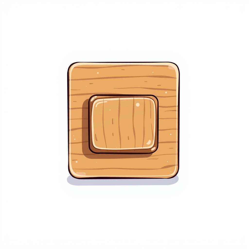 square push button switch drawn individually background colorless or white switch wood like texture anime style no shadows by أداة مجانية لإنشاء الصور بالذكاء الاصطناعي - إنشاء الصور بدون تسجيل الدخول | AIGAZOU