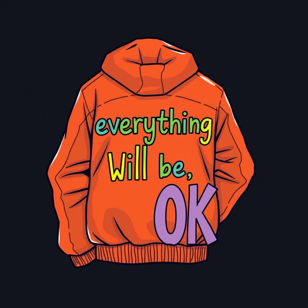 dark orange jacket with everything will be ok art by मुफ्त एआई छवि जनरेटर - बिना लॉगिन के✨ | AIGAZOU