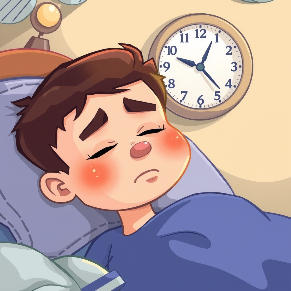 a sleepy boy getting ready for bed with a clock on the wall pointing to ten o clock by मुफ्त एआई छवि जनरेटर - बिना लॉगिन के✨ | AIGAZOU