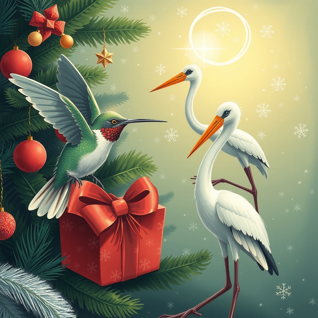 christmas with hummingbird stork and ibis by मुफ्त एआई छवि जनरेटर - बिना लॉगिन के✨ | AIGAZOU