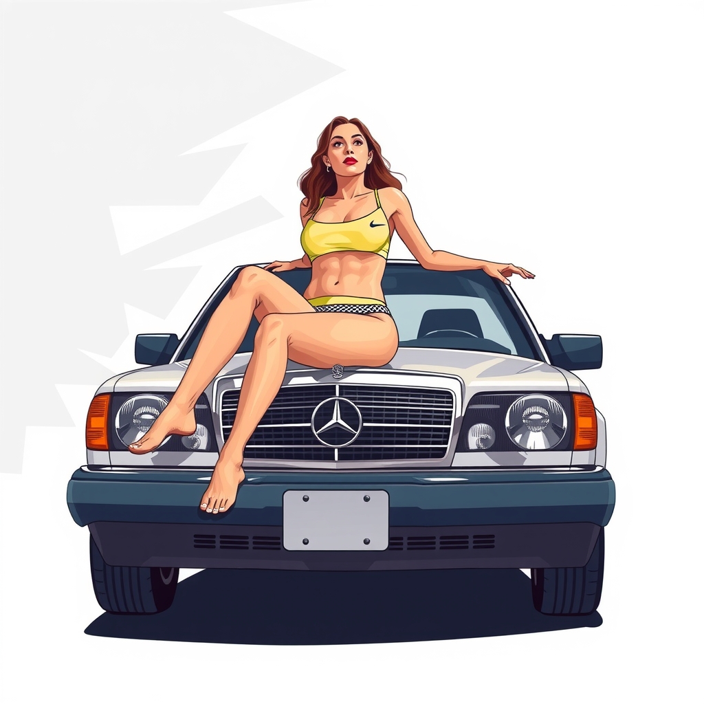 mercedes w124 e230 photostudio hot volleyball player by मुफ्त एआई छवि जनरेटर - बिना लॉगिन के✨ | AIGAZOU