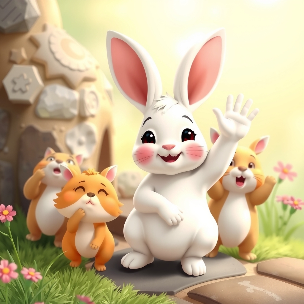 little rabbit lily and small animals wave goodbye by मुफ्त एआई छवि जनरेटर - बिना लॉगिन के✨ | AIGAZOU