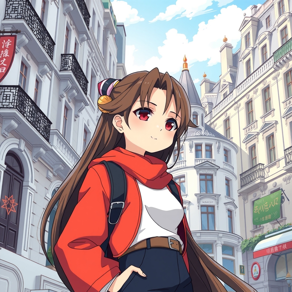 anime character like kingdoms zheng dreams of active in the world european style background with stylish white buildings by मुफ्त एआई छवि जनरेटर - बिना लॉगिन के✨ | AIGAZOU