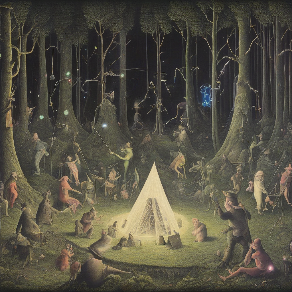 surreal hieronymus bosch style techno festival in forest by मुफ्त एआई छवि जनरेटर - बिना लॉगिन के✨ | AIGAZOU