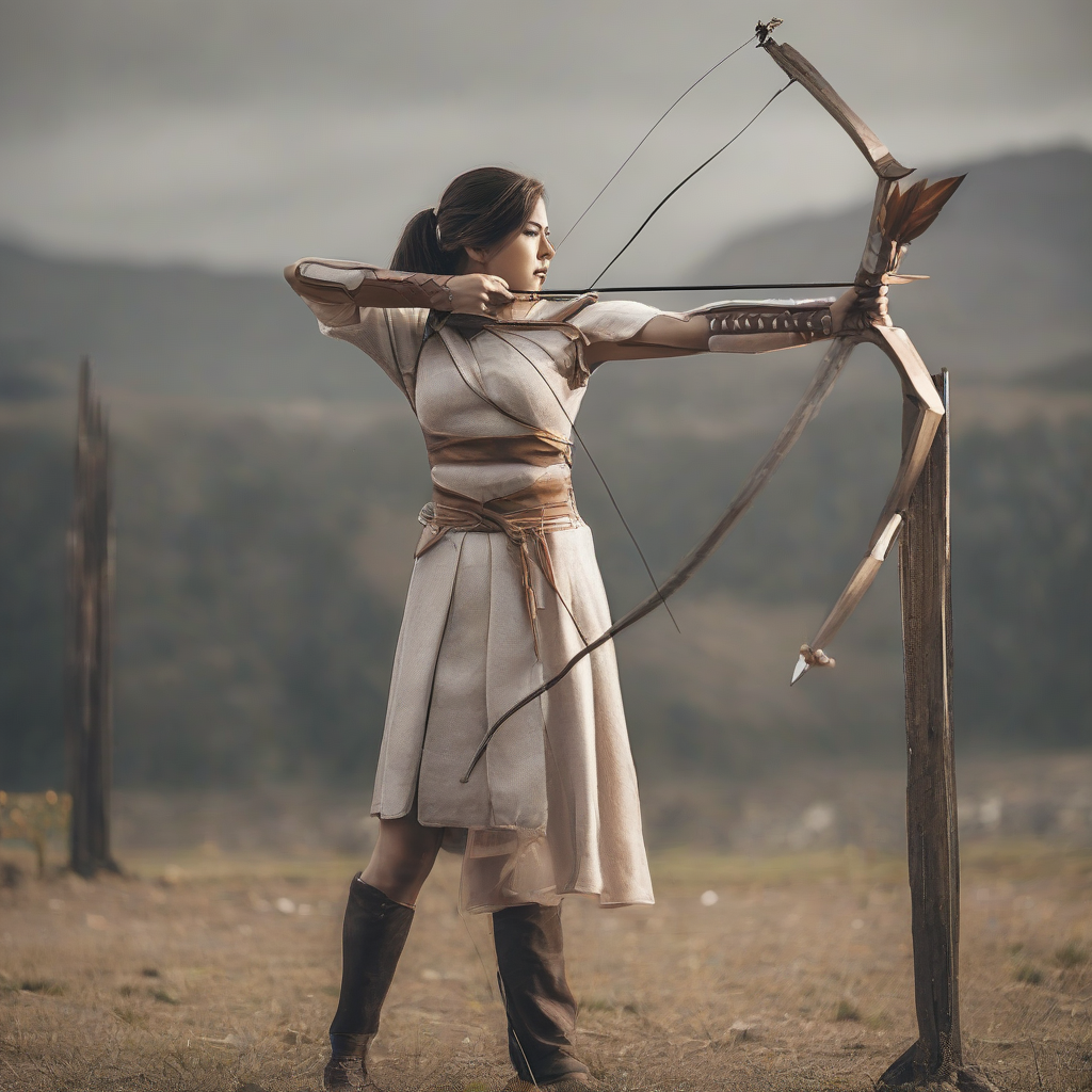 a woman shooting a bow by Générateur d'images par IA gratuit - Aucune connexion nécessaire✨ | AIGAZOU