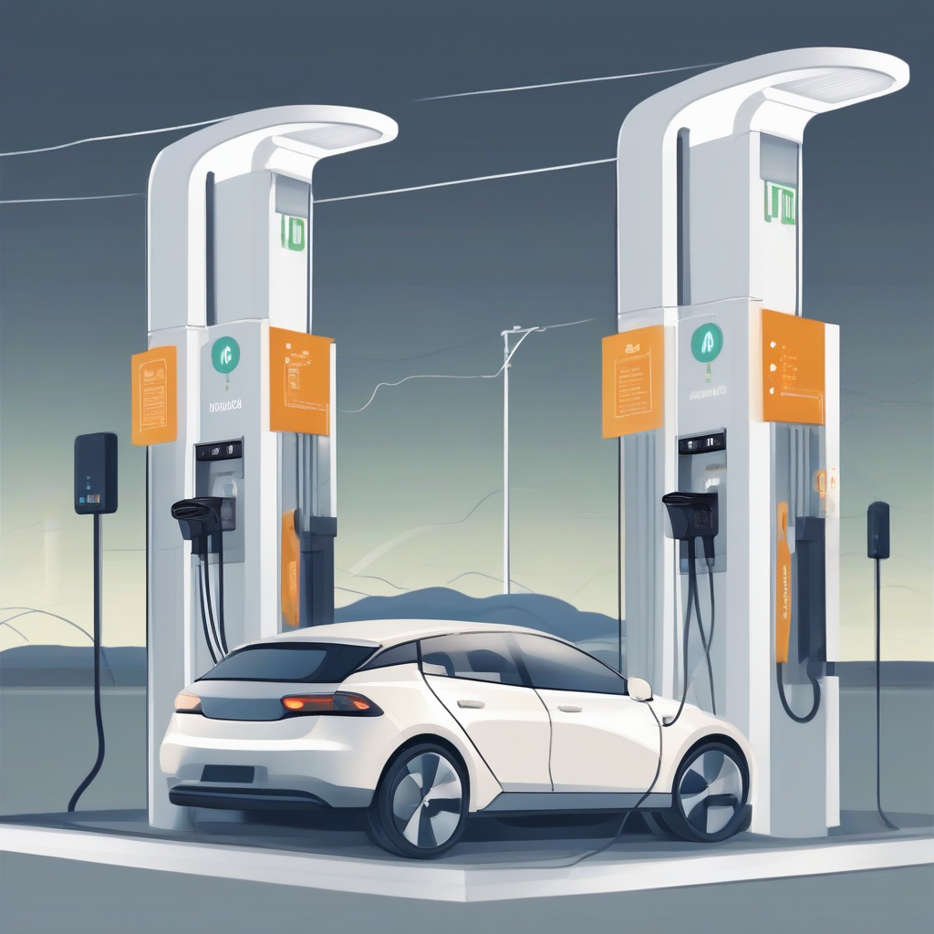 schematic representation of charging at an electric charging station with car by Générateur d'images par IA gratuit - Aucune connexion nécessaire✨ | AIGAZOU